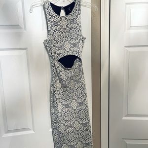 Black and white bodycon midi dress